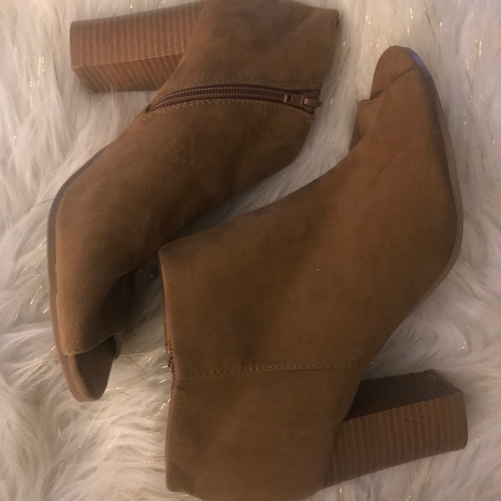 Qupid Vegan Swede Open-Toe Booties - image 3